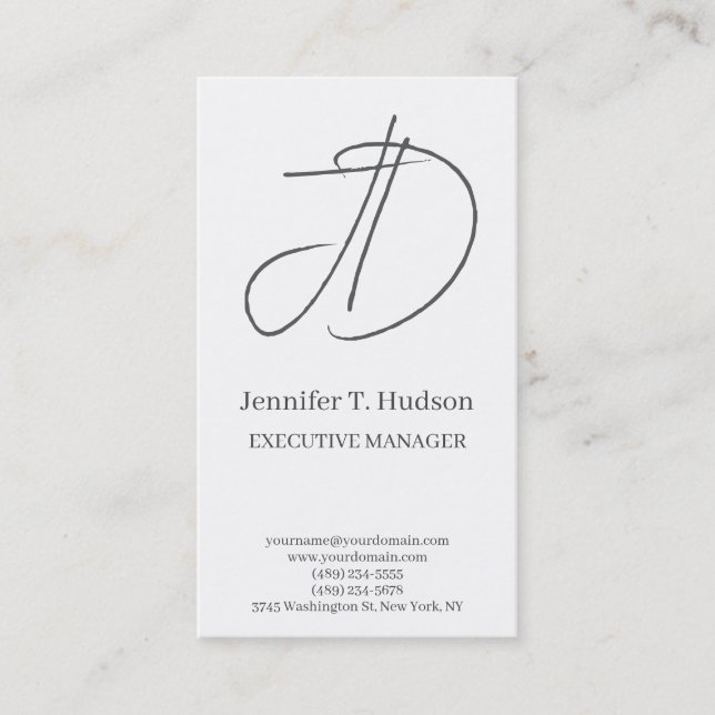 Calligraphy trendy classical monogram profile card visitkort (Framsida)