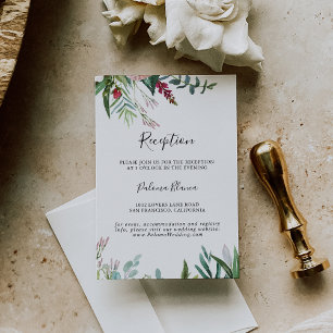 Calligraphy Tropical Blommigt Wedding Reception Tilläggskort