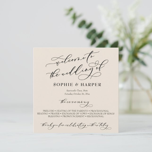 Calligraphy Typography Cream med enkel Elegant Program (Stående Fram)