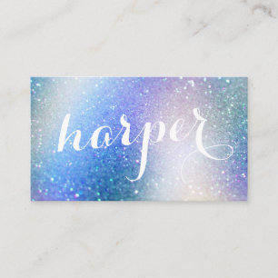 Calligraphy Unicorn Glitter Iridescent Holography Visitkort