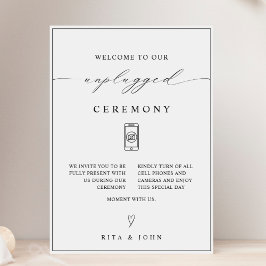 Calligraphy Unplugged Ceremony Bröllop Sign Poster