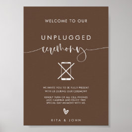 Calligraphy Unplugged Ceremony Bröllop Sign Poster