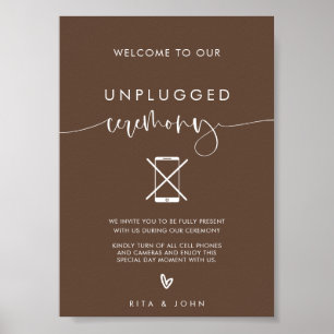 Calligraphy Unplugged Ceremony Bröllop Sign Poster