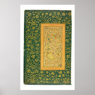 Calligraphy vid Mir Ali av hjärta, med en Mughal Poster