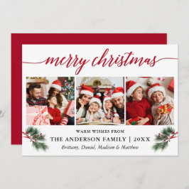 Calligraphy Watercolor Gräs Berries 3 Photo Red Julkort