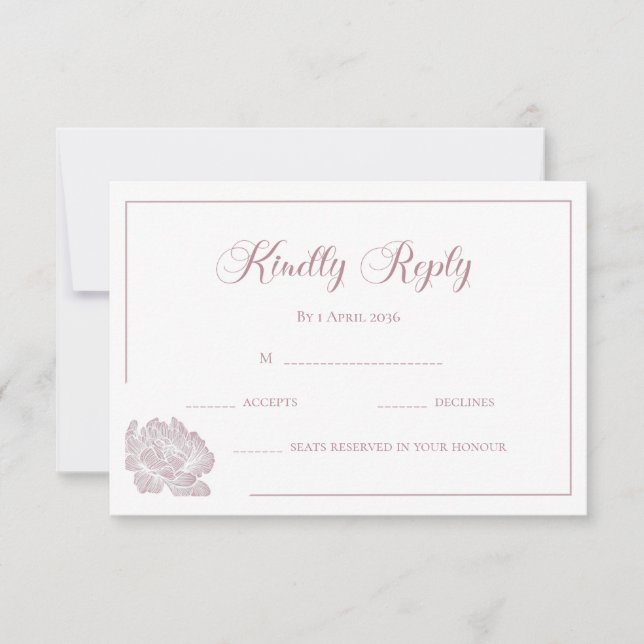 Calligraphy White Blush Pink Floral Wedding OSA Kort (Framsida)