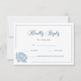Calligraphy White Dusty Blue Floral Wedding OSA Kort