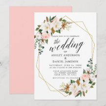 Calligraphy White Magnolias Ro Bröllop Guld