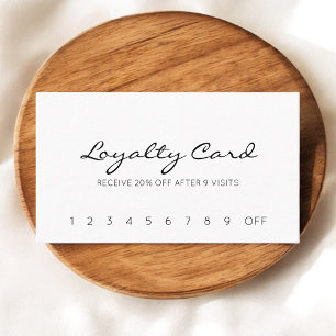 Calligraphy White Minimalist Modern Loyalty Lojalitetskort