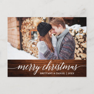 Calligraphy Wood God jul par Photo Vykort