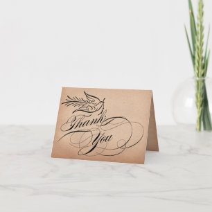 Calligraphyen skrivar duvatack tack kort