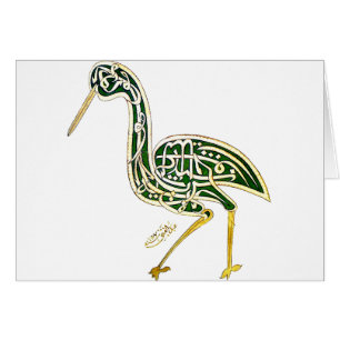 Calligraphyfågel (storken) hälsningskort