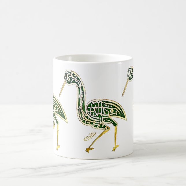 Calligraphyfågel (storken) kaffemugg (Center)