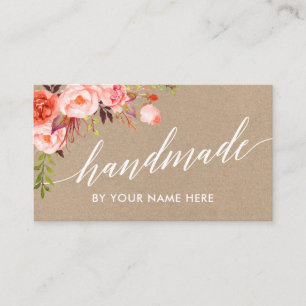 Calligraphykorallblommigten räcker - gjord Kraft Visitkort