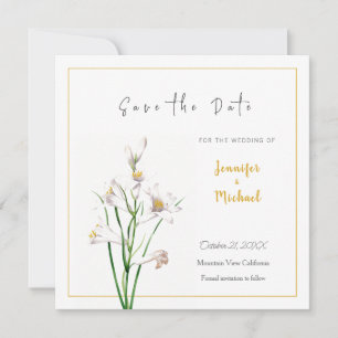Calligrapy-blomman bröllop Guld Färg Spara datum Inbjudningar