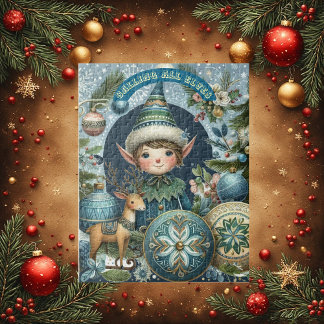 Calling All Elves Snowflakes Hail Christmas Party Pussel