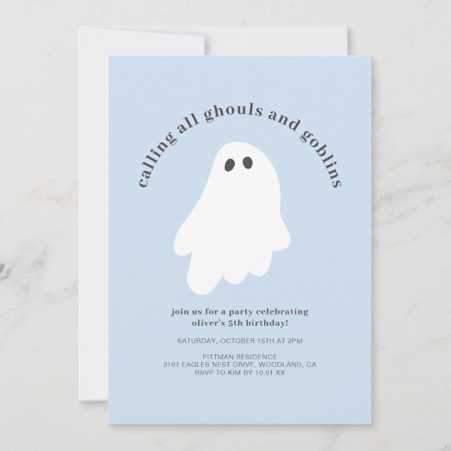 Calling All Ghouls and Goblins Birthday Invitation Inbjudningar (Framsida)