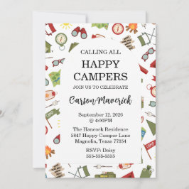 Calling All Happy Campers Kids Birthday Inbjudningar