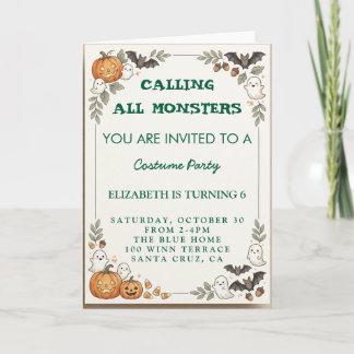 Calling All Monsters Barn Halloween Födelsedagsdrä Inbjudan