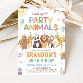Calling All Party Animals Birthday Invitation Inbjudningar
