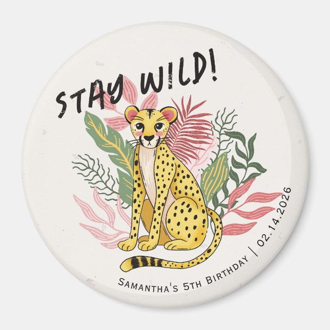 Calling All Party Animals Cheetah Birthday Favors Magnet (Framsidan)