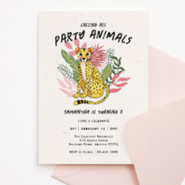Calling All Party Animals Kids Cheetah Birthday Inbjudningar