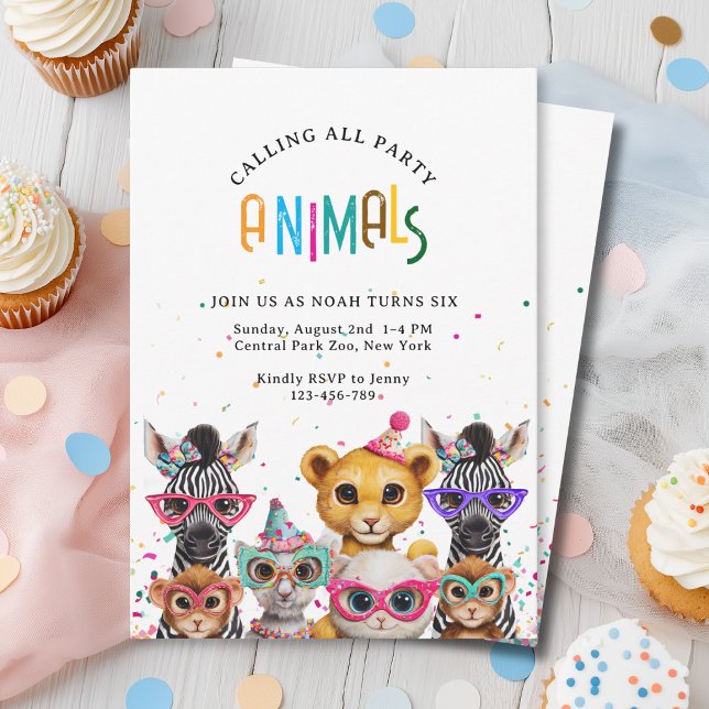 Calling All Party Animals! Zoo Birthday Invitation Inbjudningar (Calling All Party Animals! Zoo Birthday Invitation. Prints and Instant Download)