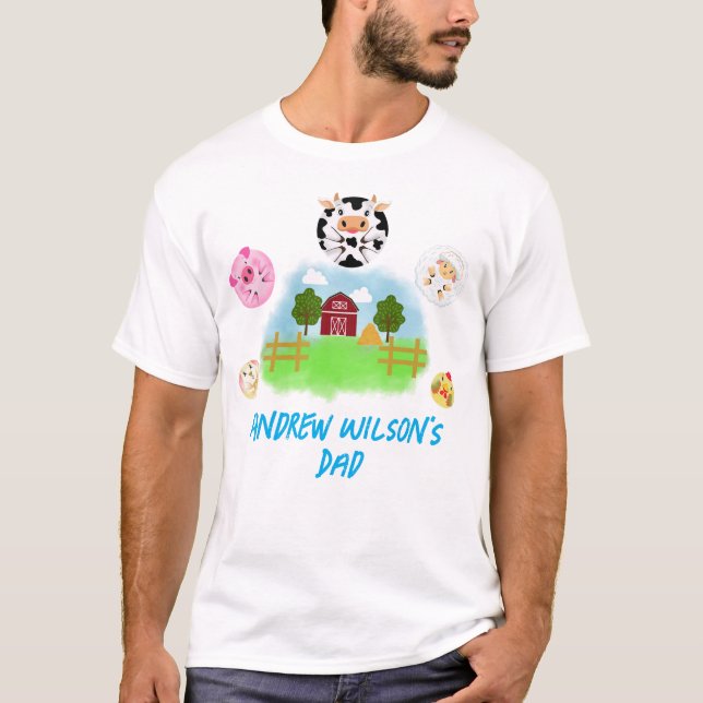 Calling Farm Animals Father of the Birthday Boy T Shirt (Framsida)