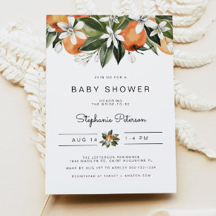 CALLIOPE Citrus Orange Little Cutie Baby Shower Inbjudningar