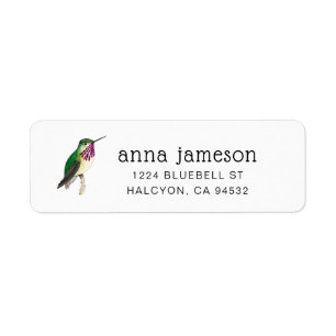 Calliope Hummingbird-adressetikett Returadress Etikett