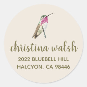 Calliope Hummingbird Kuvert Seal Runt Klistermärke