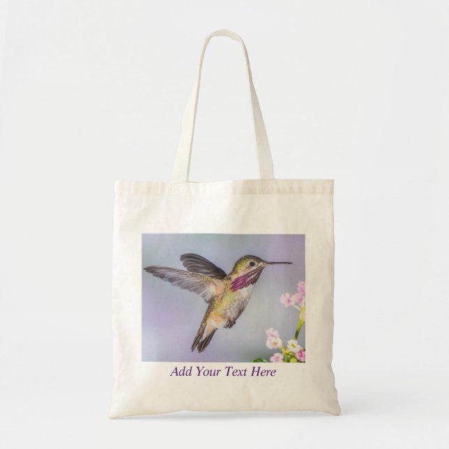 Calliope Hummingbird Lila & Rosa Personlig Tygkasse (Framsidan)