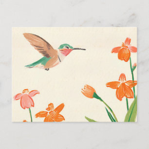Calliope Hummingbird under flygning teckning Vykort