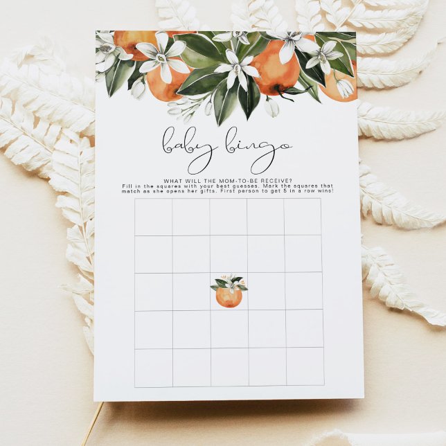 CALLIOPE Little Cutie Orange Baby Shower Bingo Inbjudningar (Skapare uppladdad)