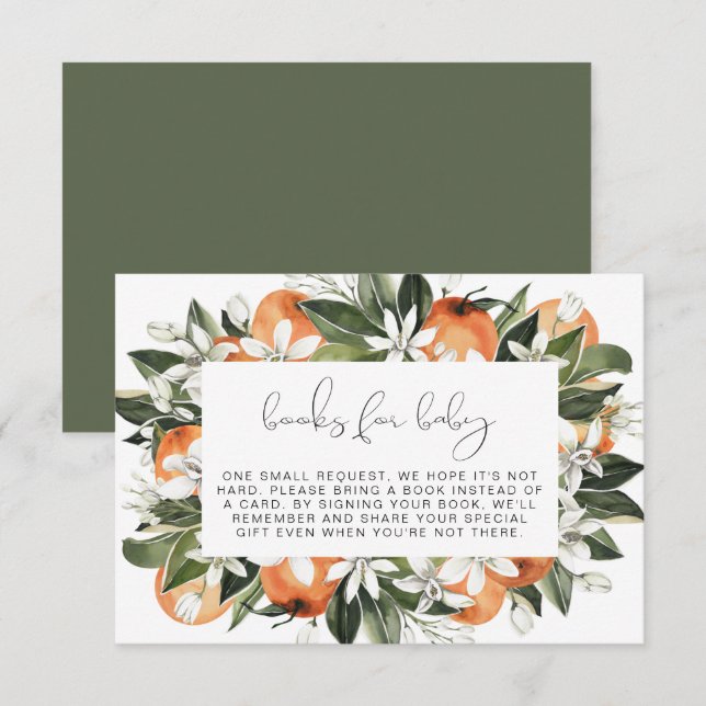 CALLIOPE Little Cutie Orange Bokar för Baby Card Inbjudningar (Fram/baksida)