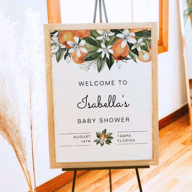 Calliope - Orange Blommar Cutie Tropik Baby Shower Poster (Skapare uppladdad)
