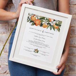 Calliope - Orange Blommar Giftermål certifikat Poster
