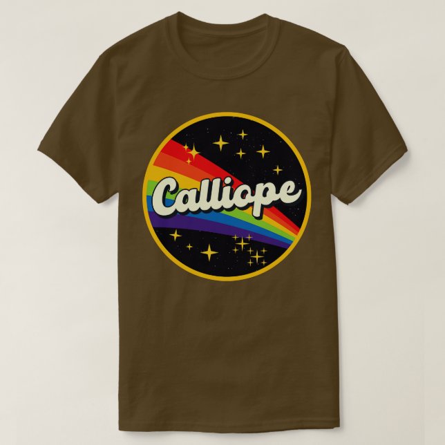 Calliope Rainbow in Space Vintage Stil T Shirt (Design framsida)