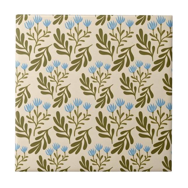  Calm and Natural: Blue Flower Seamless Pattern Kakelplatta (Framsidan)