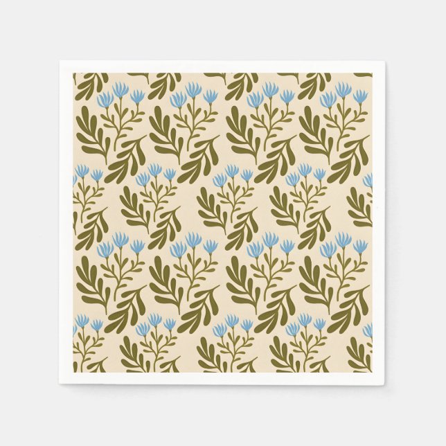  Calm and Natural: Blue Flower Seamless Pattern Pappersservett (Framsidan)
