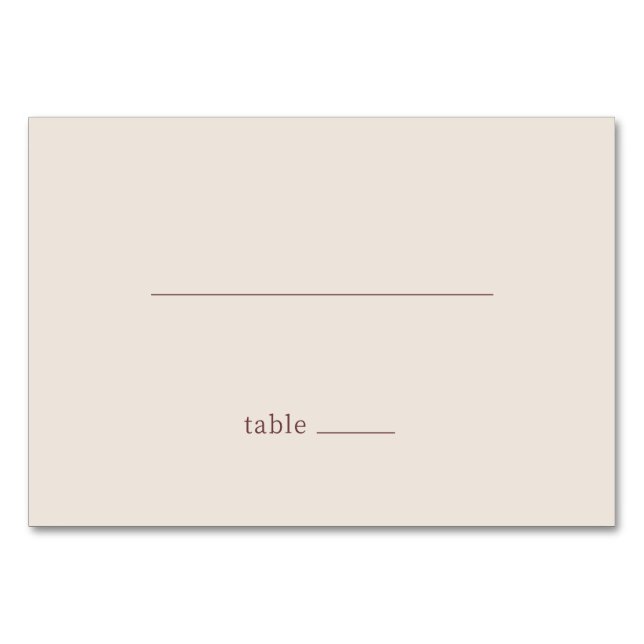 Calm Beige Minimalist Table Card Bordsnummer (Framsidan)