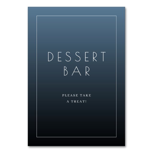 Calm Blue Minimalist Dessert Bar Sign Bordsnummer (Framsidan)