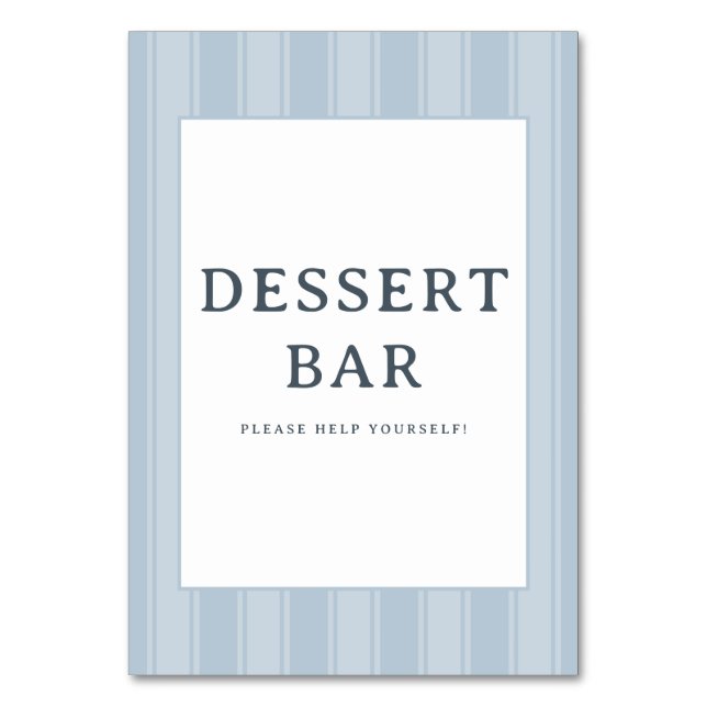 Calm Blue Minimalist Dessert Bar Sign Bordsnummer (Framsidan)