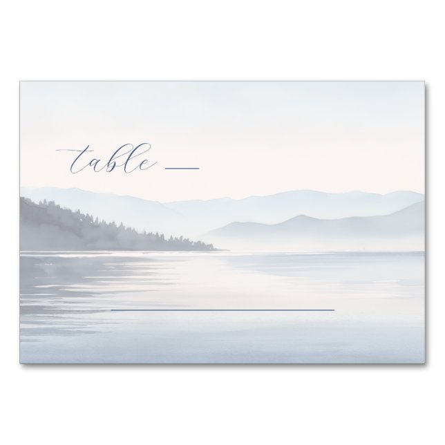 Calm Blue Watercolor Landscape Bordsnummer (Framsidan)