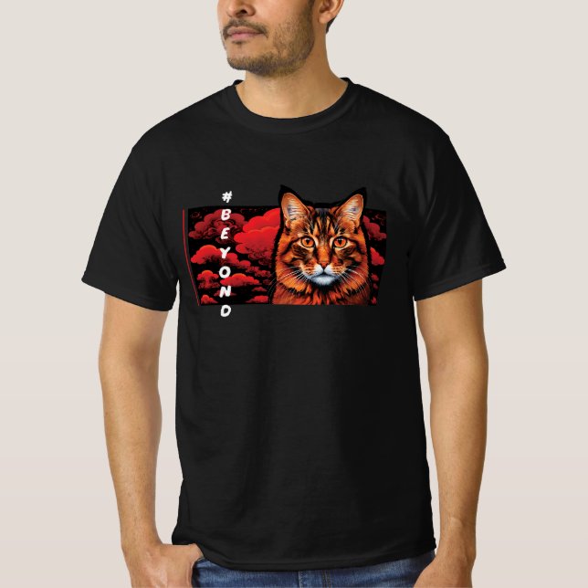 Calm Cat Face, Minimalist Aesthetics T-Shirt (Framsida)