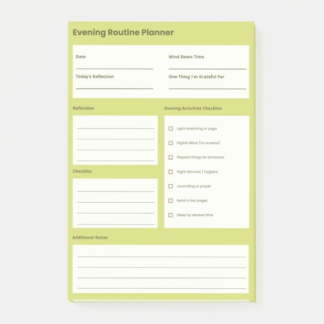 Calm Evening Routine Planner Post-it Block (Framsida)