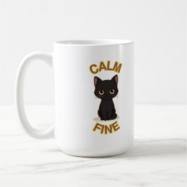**Calm Fine Cat – Black & Gold Minimal Cat Art** Kaffemugg