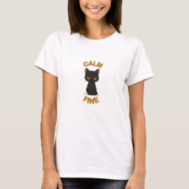 **Calm Fine Cat – Black & Gold Minimal Cat Art** T Shirt