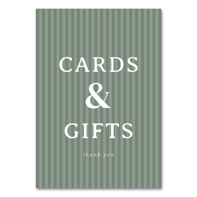 Calm Green Minimalist Gratitude Card Bordsnummer (Framsidan)