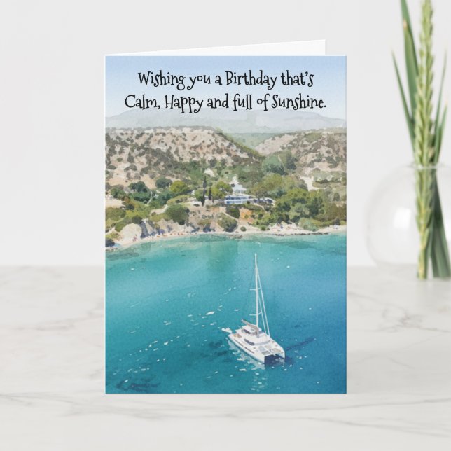 Calm, Happy and full of Sunshine Birthday Card Kort (Framsida)